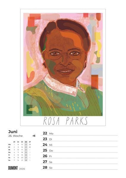 Produktbild: Starke Frauen Wochenkalender 2026 – Porträts und Biografien auf 53 Wochenblättern – Format 21,0 x 29,7 cm – Spiralbindung