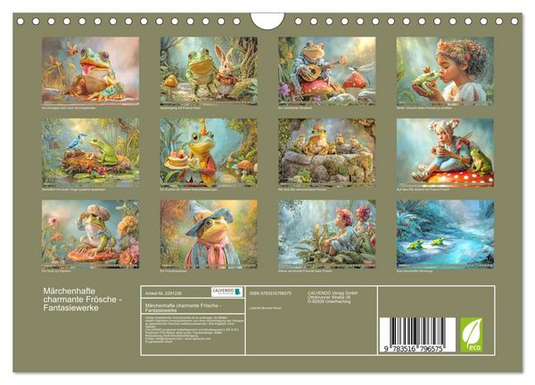 Produktbild: M&auml;rchenhafte charmante Fr&ouml;sche - Fantasiewerke (Wandkalender 2027 DIN A4 quer), CALVENDO Monatskalender