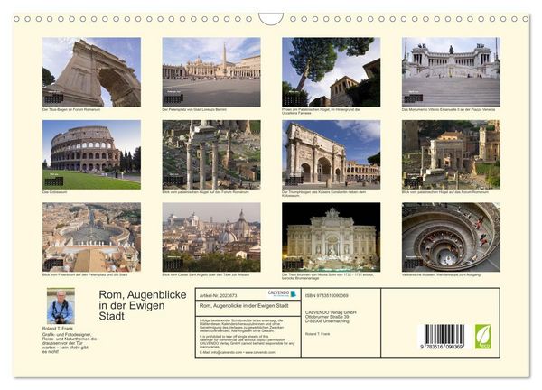 Produktbild: Rom, Augenblicke in der Ewigen Stadt (Wandkalender 2026 DIN A3 quer), CALVENDO Monatskalender