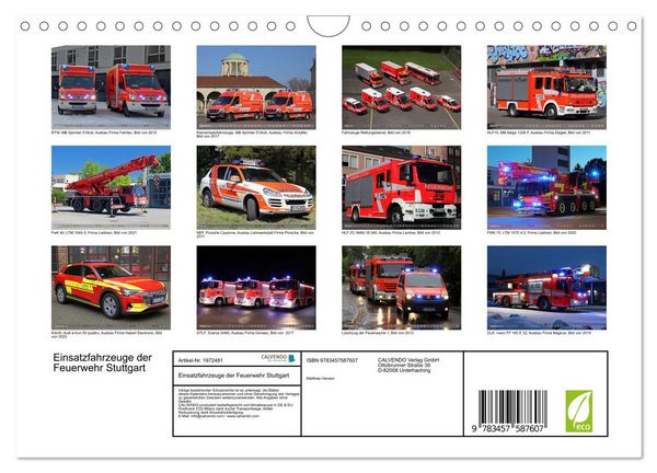 Produktbild: Einsatzfahrzeuge der Feuerwehr Stuttgart (Wandkalender 2026 DIN A4 quer), CALVENDO Monatskalender