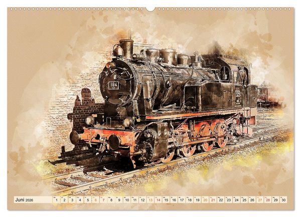Produktbild: Dampflokomotiven - wundersch&ouml;ne Giganten auf Schienen (Wandkalender 2026 DIN A2 quer), CALVENDO Monatskalender