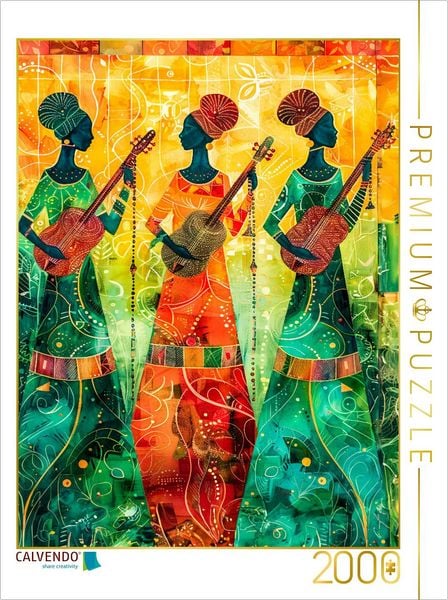 CALVENDO Puzzle Drei Musikantinnen in Afrika spielen Saiteninstrumente | 2000 Teile Lege-Größe 90x67cm Foto-Puzzle für glückliche Stunden