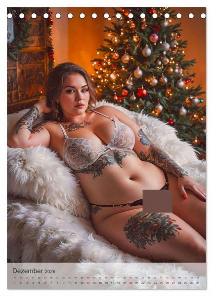Produktbild: Verf&uuml;hrerische Momente - Kurven und Tattoos (Tischkalender 2026 DIN A5 hoch), CALVENDO Monatskalender