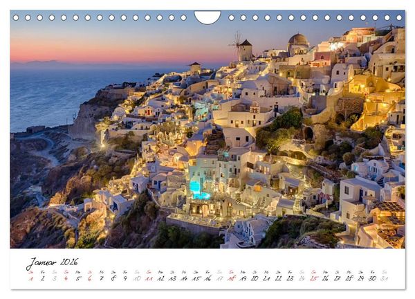 Produktbild: Santorini - Fotogene Sch&ouml;nheit (Wandkalender 2026 DIN A4 quer), CALVENDO Monatskalender