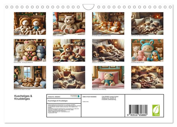 Produktbild: Kuscheliges & Knuddeliges (Wandkalender 2026 DIN A4 quer), CALVENDO Monatskalender