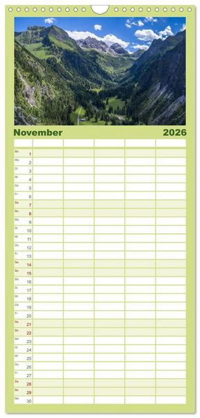 Produktbild: Familienplaner 2026 - Oberallg&auml;u - Oberstdorf und Umgebung mit 5 Spalten (Wandkalender, 21 x 45 cm) CALVENDO