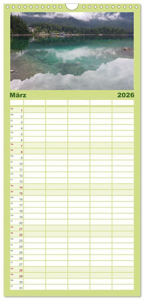 Produktbild: Familienplaner 2026 - Das Zugspitzegebiet mit 5 Spalten (Wandkalender, 21 x 45 cm) CALVENDO