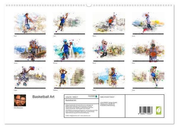 Produktbild: Basketball Art (hochwertiger Premium Wandkalender 2026 DIN A2 quer), Kunstdruck in Hochglanz