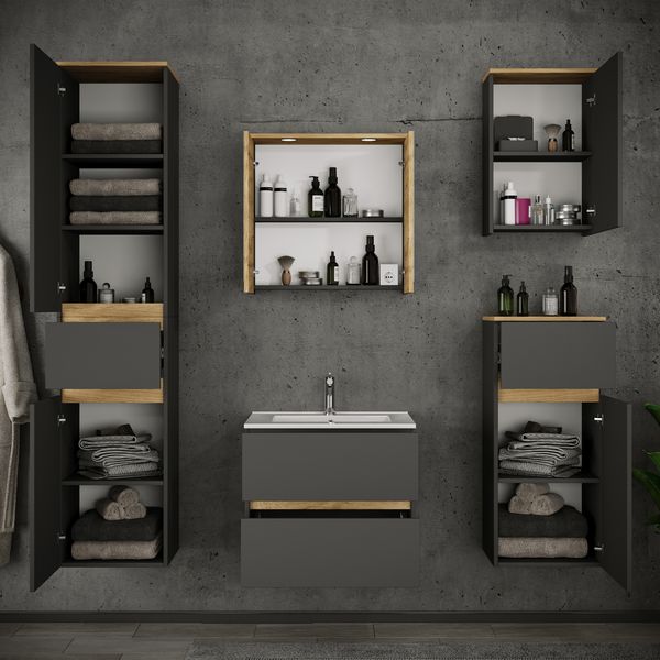 Produktbild: 6 tlg. Badm&ouml;bel-Set mit Waschbecken Cosila-I 61 cm