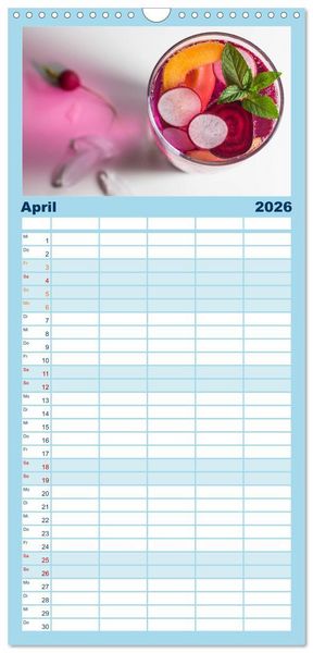 Produktbild: Familienplaner 2026 - Frisches Aromawasser mit 5 Spalten (Wandkalender, 21 x 45 cm) CALVENDO