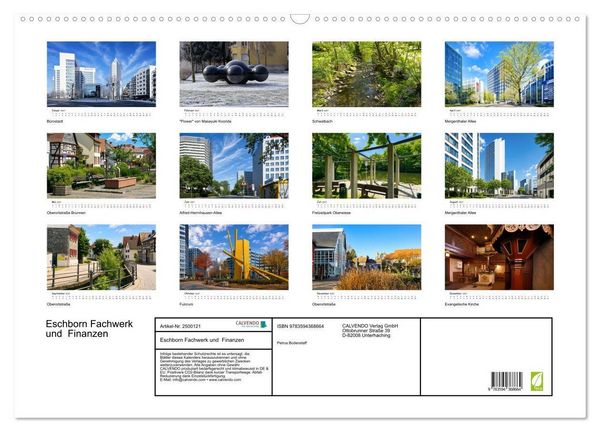 Produktbild: Eschborn Fachwerk und Finanzen (Wandkalender 2027 DIN A2 quer), CALVENDO Monatskalender