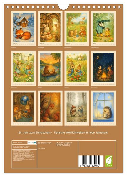 Produktbild: Ein Jahr zum Einkuscheln - Tierische Wohlf&uuml;hlwelten f&uuml;r jede Jahreszeit (Wandkalender 2026 DIN A4 hoch), CALVENDO Monatskalender