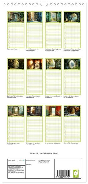 Produktbild: Familienplaner 2026 - T&uuml;ren, die Geschichten erz&auml;hlen mit 5 Spalten (Wandkalender, 21 x 45 cm) CALVENDO