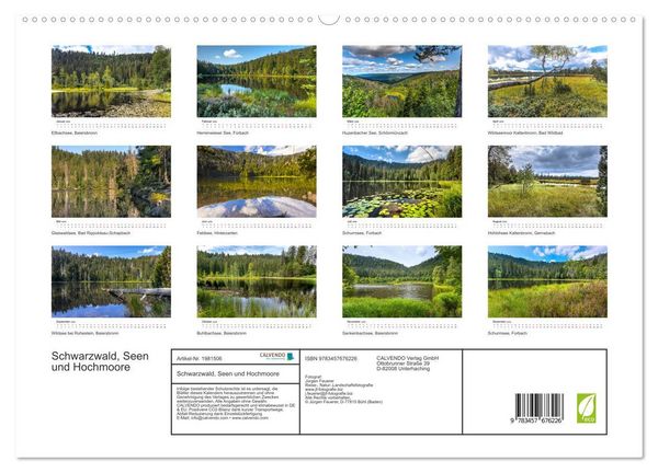 Produktbild: Schwarzwald, Seen und Hochmoore (hochwertiger Premium Wandkalender 2026 DIN A2 quer), Kunstdruck in Hochglanz