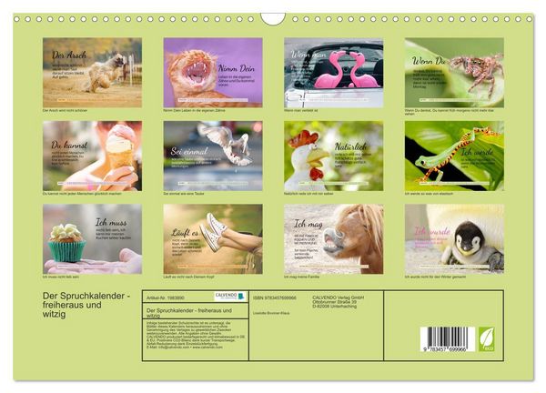 Produktbild: Der Spruchkalender - freiheraus und witzig (Wandkalender 2026 DIN A3 quer), CALVENDO Monatskalender