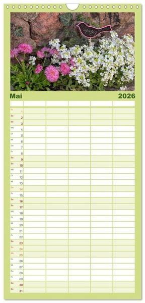 Produktbild: Familienplaner 2026 - Mein Jahr im Landhausgarten mit 5 Spalten (Wandkalender, 21 x 45 cm) CALVENDO