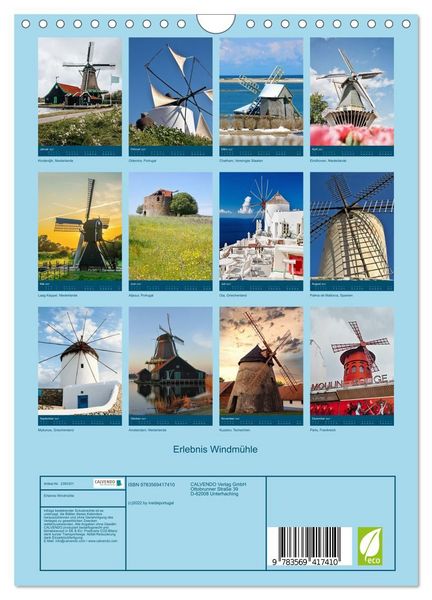 Produktbild: Erlebnis Windm&uuml;hle (Wandkalender 2027 DIN A4 hoch), CALVENDO Monatskalender