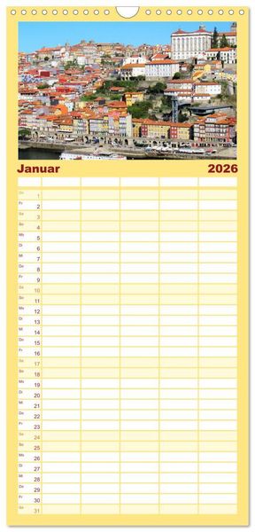 Produktbild: Familienplaner 2026 - St&auml;dtereise nach Porto mit 5 Spalten (Wandkalender, 21 x 45 cm) CALVENDO