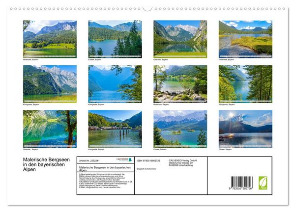 Produktbild: Malerische Bergseen in den bayerischen Alpen (hochwertiger Premium Wandkalender 2027 DIN A2 quer), Kunstdruck in Hochglanz