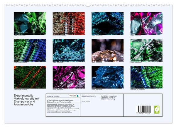 Produktbild: Experimentelle Makrofotografie mit Eisenpulver und Aluminiumfolie (hochwertiger Premium Wandkalender 2026 DIN A2 quer), Kunstdruck in Hochglanz
