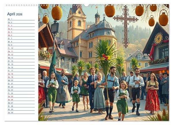 Produktbild: Boarisch durchs Jahr - Feste Br&auml;uche und Lebenslust (hochwertiger Premium Wandkalender 2026 DIN A2 quer), Kunstdruck in Hochglanz
