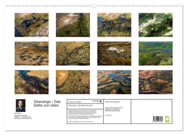 Produktbild: Okavango - Das Delta von oben (Wandkalender 2026 DIN A2 quer), CALVENDO Monatskalender