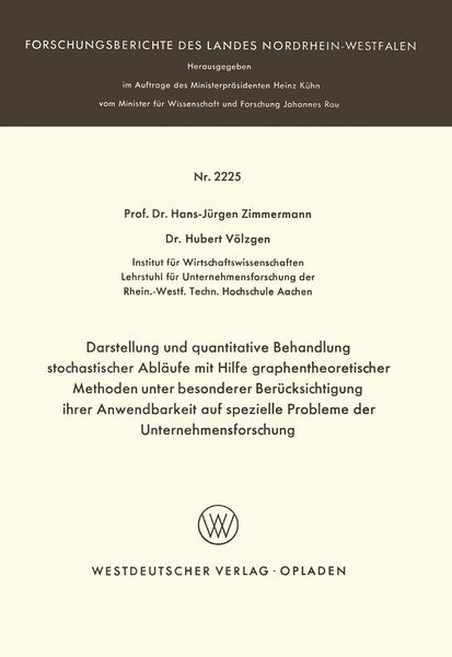 Produktbild: Darstellung und quantitative Behandlung stochastischer Abl&auml;ufe mit Hilfe graphentheoretischer Methoden unter besonderer Ber&uuml;cksichtigung ihrer Anwendb