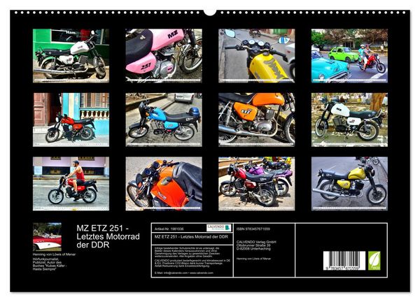 Produktbild: MZ ETZ 251 - Letztes Motorrad der DDR (hochwertiger Premium Wandkalender 2026 DIN A2 quer), Kunstdruck in Hochglanz
