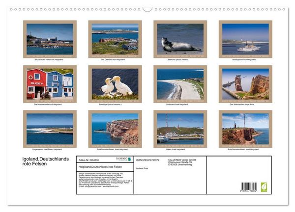 Produktbild: Helgoland,Deutschlands rote Felsen (Wandkalender 2027 DIN A2 quer), CALVENDO Monatskalender