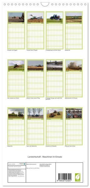 Produktbild: Familienplaner 2026 - Landwirtschaft - Maschinen im Einsatz mit 5 Spalten (Wandkalender, 21 x 45 cm) CALVENDO