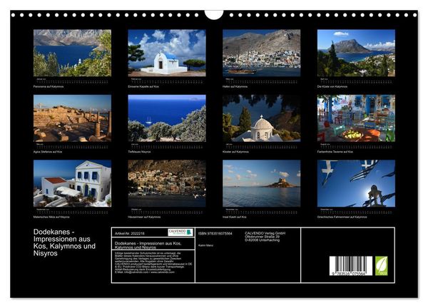 Produktbild: Dodekanes - Impressionen aus Kos, Kalymnos und Nisyros (Wandkalender 2026 DIN A3 quer), CALVENDO Monatskalender