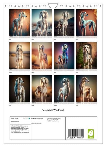 Produktbild: Persischer Windhund (Wandkalender 2026 DIN A4 hoch), CALVENDO Monatskalender