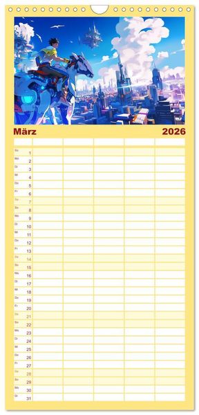 Produktbild: Familienplaner 2026 - Die Zukunft wird richtig cool mit 5 Spalten (Wandkalender, 21 x 45 cm) CALVENDO