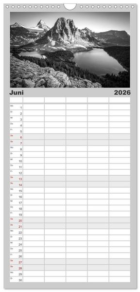 Produktbild: Familienplaner 2026 - Monochrome Wonders mit 5 Spalten (Wandkalender, 21 x 45 cm) CALVENDO