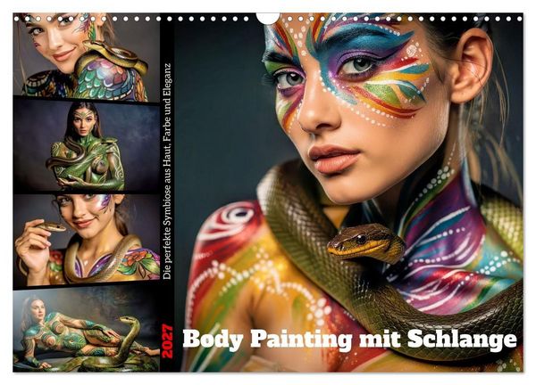 Produktbild: Body Painting mit Schlange (Wandkalender 2027 DIN A3 quer), CALVENDO Monatskalender
