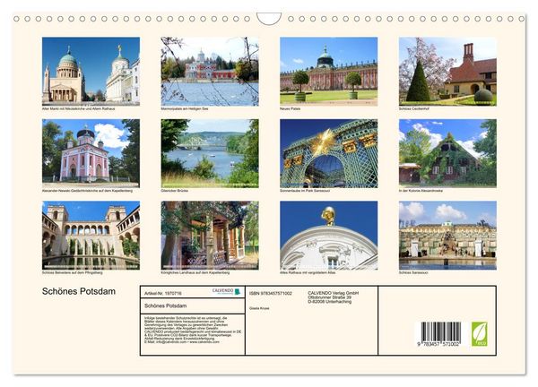 Produktbild: Sch&ouml;nes Potsdam (Wandkalender 2026 DIN A3 quer), CALVENDO Monatskalender