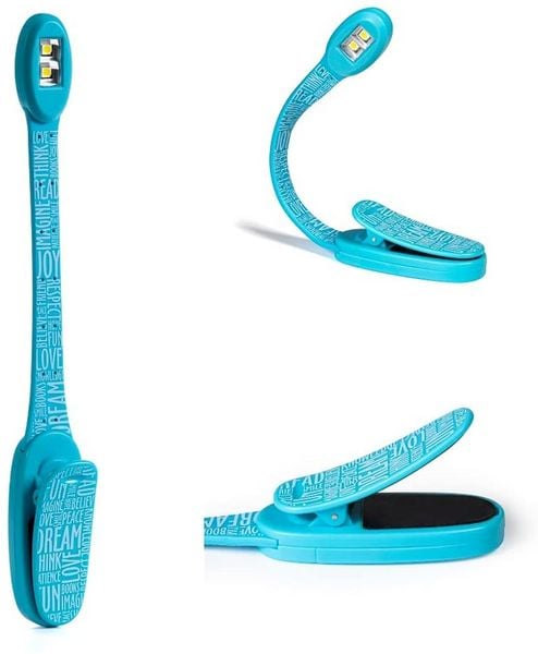 Produktbild: Flexilight Xtra (Blue Words) - 2-LED Leselampe mit Klammer - extralanger Hals - Geschenk f&uuml;r Leser, Buchliebhaber - Deutsche Ausgabe