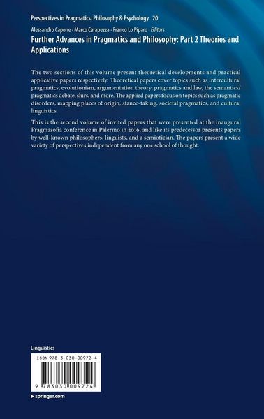 Produktbild: Further Advances in Pragmatics and Philosophy: Part 2 Theories and Applications