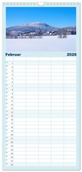Produktbild: Familienplaner 2026 - Zittauer Gebirge - Deutschlands kleinstes Mittelgebirge mit 5 Spalten (Wandkalender, 21 x 45 cm) CALVENDO