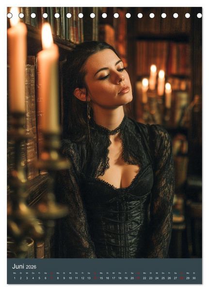Produktbild: Gothic Girls - d&uuml;stere Frauen in schwarzer Gothic-Kleidung (Tischkalender 2026 DIN A5 hoch), CALVENDO Monatskalender