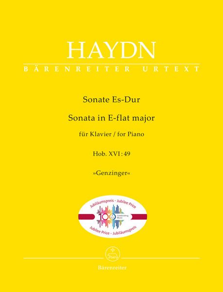 Produktbild: Sonate f&uuml;r Klavier Es-Dur (Hob. XVI:49) "Genzinger"