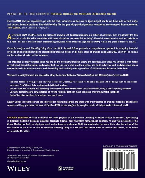 Produktbild: Financial Analysis and Modeling Using Excel and VBA