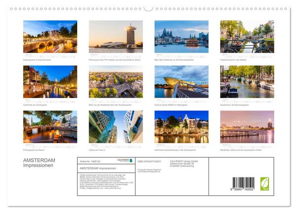 Produktbild: AMSTERDAM Impressionen (hochwertiger Premium Wandkalender 2026 DIN A2 quer), Kunstdruck in Hochglanz
