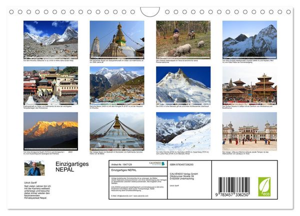 Produktbild: Einzigartiges NEPAL (Wandkalender 2026 DIN A4 quer), CALVENDO Monatskalender