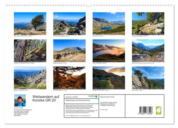 Produktbild: Weitwandern auf Korsika GR 20 (hochwertiger Premium Wandkalender 2026 DIN A2 quer), Kunstdruck in Hochglanz