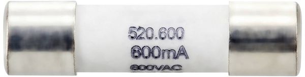 Produktbild: VOLTCRAFT VC 191 Fuse Multimetersicherung (&Oslash; x L) 5 mm x 20 mm 600 mA 600 V/AC, 500 V/DC Flink -F- Inhalt 1 St.