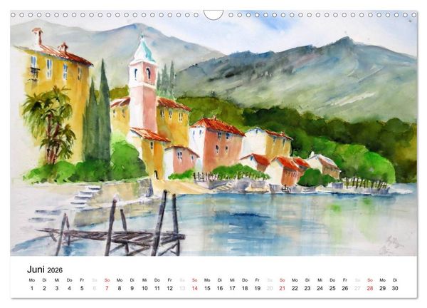 Produktbild: Aquarelle - quer durch Europa (Wandkalender 2026 DIN A3 quer), CALVENDO Monatskalender