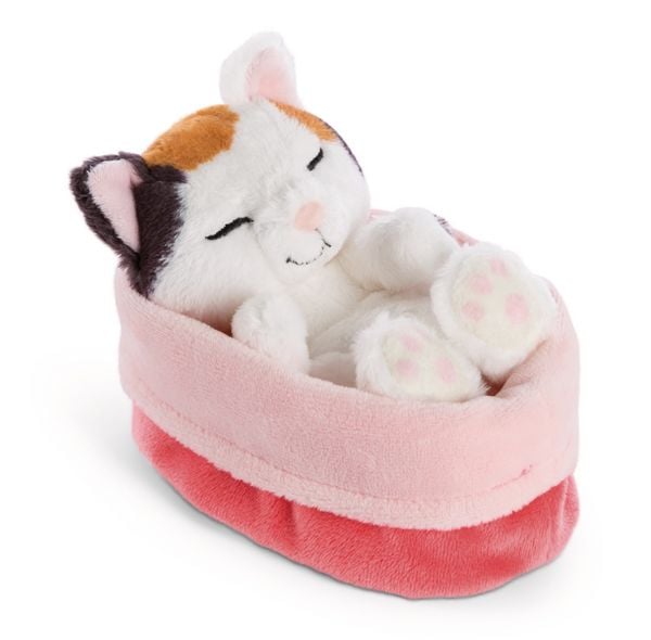 Produktbild: NICI - Kuscheltier Gl&uuml;ckskatze 12cm schlafend im K&ouml;rbchen hellrosa