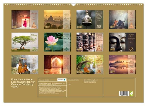 Produktbild: Erleuchtende Worte, Lebensweisheiten von Gautama Buddha by VogtArt (Wandkalender 2026 DIN A2 quer), CALVENDO Monatskalender