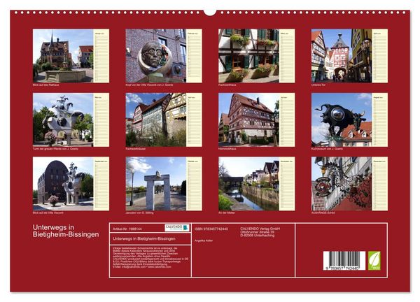 Produktbild: Unterwegs in Bietigheim-Bissingen (hochwertiger Premium Wandkalender 2026 DIN A2 quer), Kunstdruck in Hochglanz